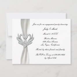 ホワイトリボンシルバースワンス婚約パーティ招待状 招待状