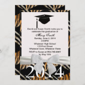 ホワイトリボンゼブラ及びトラ卒業招待状 招待状 (正面/裏面)