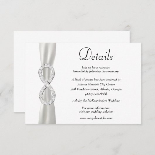 ホワイトリボンダイヤモンドインフィニティ結婚の詳細 エンクロージャーカード (正面/裏面)