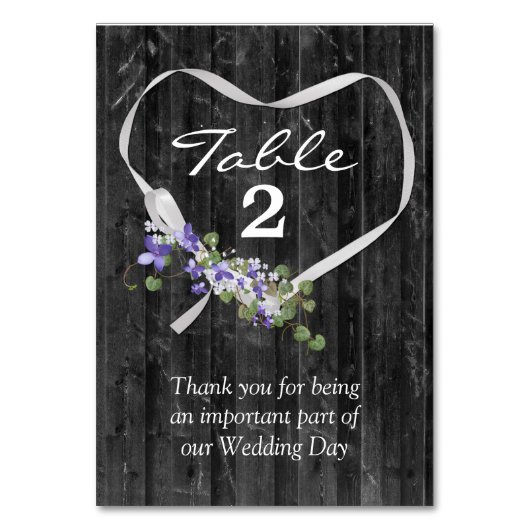 ホワイトリボンハートオンバーンウッド テーブルナンバー (正面)