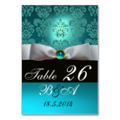 ホワイトリボンブルーターカーズブラックダマスクモノグラム テーブルナンバー (裏面)