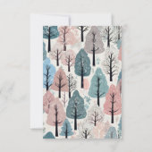 ホワイトリボン冬の森の雪の結晶ベビーシャワー サンキューカード (裏面)