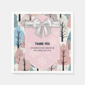 ホワイトリボン冬の森の雪の結晶ベビーシャワー スタンダードカクテルナプキン (正面)