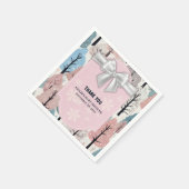 ホワイトリボン冬の森の雪の結晶ベビーシャワー スタンダードカクテルナプキン (角)