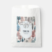 ホワイトリボン冬の森の雪の結晶ベビーシャワー フェイバーバッグ (正面)