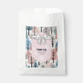 ホワイトリボン冬の森の雪の結晶ベビーシャワー フェイバーバッグ (正面)