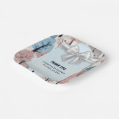 ホワイトリボン冬の森の雪の結晶ベビーシャワー ペーパープレート (傾斜あり)