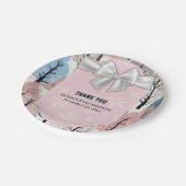 ホワイトリボン冬の森の雪の結晶ベビーシャワー ペーパープレート (アングル)