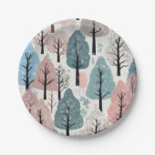 ホワイトリボン冬の森の雪の結晶ベビーシャワー ペーパープレート (正面)
