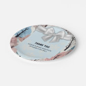 ホワイトリボン冬の森の雪の結晶ベビーシャワー ペーパープレート (アングル)