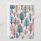 ホワイトリボン冬の森の雪の結晶ベビーシャワー 招待状 (裏面)