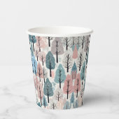 ホワイトリボン冬の森の雪の結晶ベビーシャワー 紙コップ (裏面)