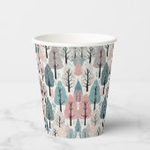 ホワイトリボン冬の森の雪の結晶ベビーシャワー 紙コップ (正面)
