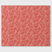 ホワイトリボン弓オンレッドモダンホリデー ラッピングペーパー (フラット)