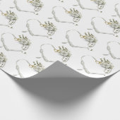 ホワイトリボン結婚ハート ラッピングペーパー (角)