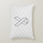 ホワイトリボン認識度オン千鳥格子のプリント アクセントクッション (正面(垂直))