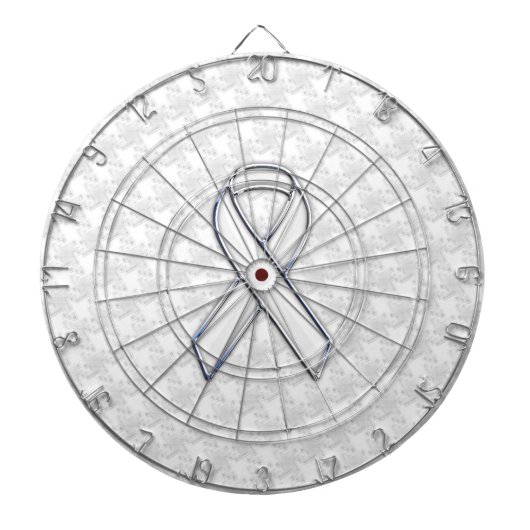 ホワイトリボン認識度オン千鳥格子のプリント ダーツボード (正面)