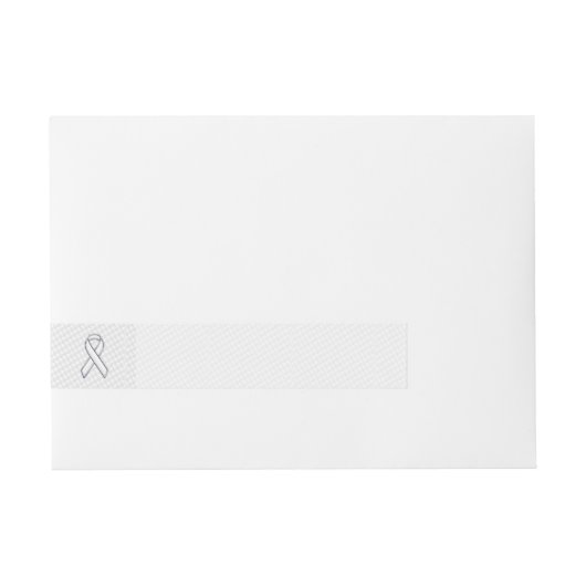 ホワイトリボン認識度オン千鳥格子のプリント ラップアラウンド宛名ラベル (正面)