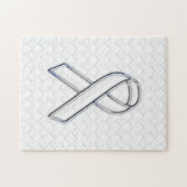 ホワイトリボン認識度オン市松模様にプリント ジグソーパズル (横)