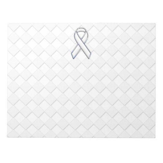 ホワイトリボン認識度オン市松模様にプリント ノートパッド (正面)