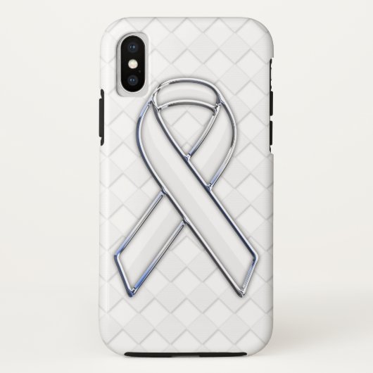 ホワイトリボン認識度市松模様にスタイル Case-Mate iPhoneケース (裏面)