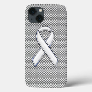 ホワイトリボン認識度白色炭素繊維プリント iPhone 13ケース