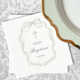 ホワイトリボン赤ん坊の呼吸洗礼 スタンダードカクテルナプキン