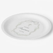 ホワイトリボン赤ん坊の呼吸洗礼 ペーパープレート (アングル)