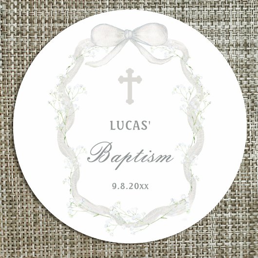 ホワイトリボン赤ん坊の呼吸洗礼 ラウンドシール