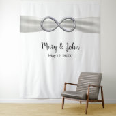 ホワイトリボン シルバーインフィニティ ウェディングバックドロップ タペストリー (インサイチュ)