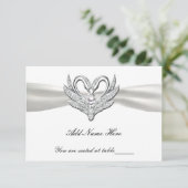 ホワイトリボン シルバースワン テーブルプレイスカード 招待状 (スタンド正面)