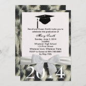 ホワイトリボン スノーレパード 卒業招待状 招待状 (正面/裏面)