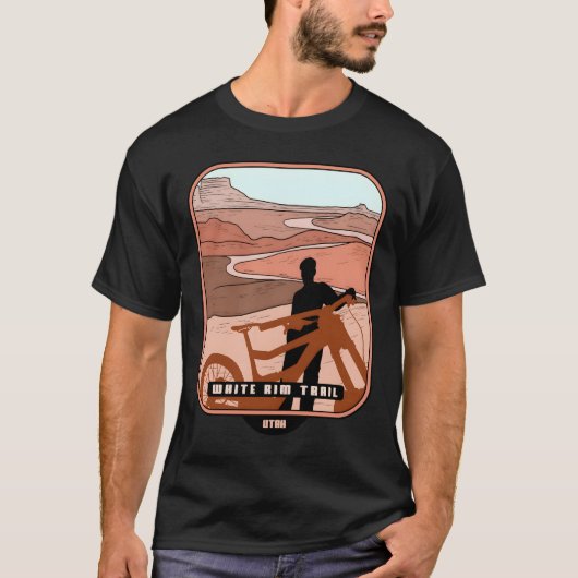 ホワイトリムトレイル�ユタ山バイクもしくは自転車に乗る人 Tシャツ (正面)