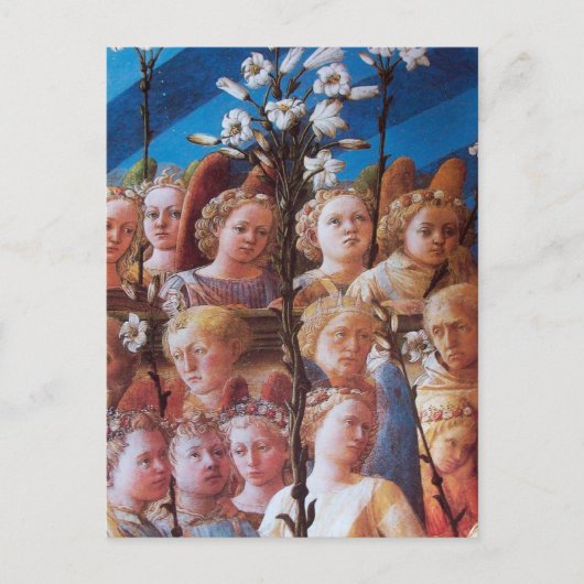 ホワイトリリクリスマスホリデーカード付き天使 シーズンポストカード (正面)