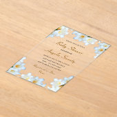 ホワイトリリーアクリルベビーシャワー招待状テンプレート アクリル招待状 (レイダウン)