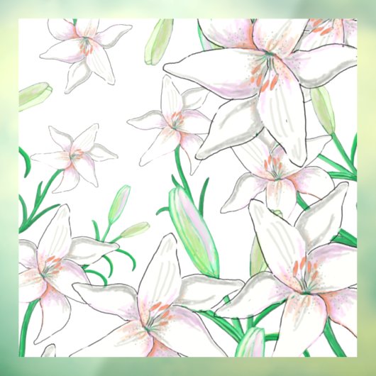 ホワイトリリーイラストレーション ウィンドウサイン (シート3)