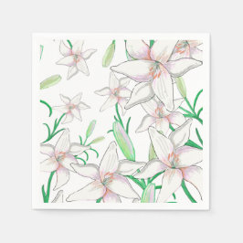 ホワイトリリーイラストレーション スタンダードカクテルナプキン