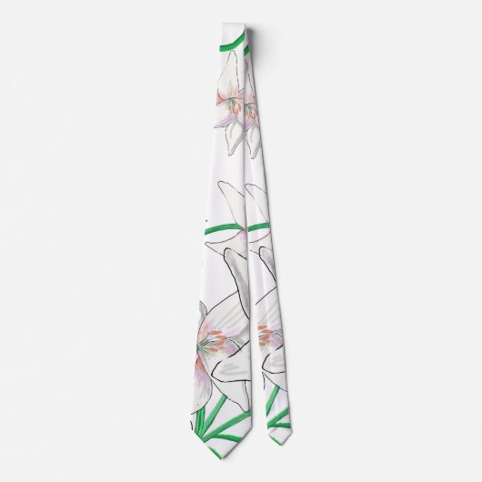 ホワイトリリーイラストレーション ネクタイ (正面)