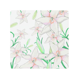 ホワイトリリーイラストレーション メタルプリント