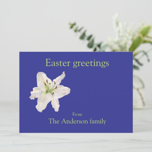 ホワイトリリーイースターグリーティングフラットホリデーカード シーズンカード (スタンド正面)