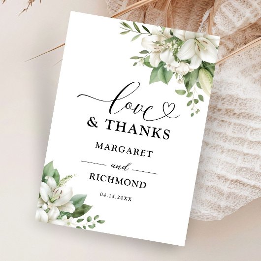 ホワイトリリーエレガントフローラ結婚の皆様 サンキューカード