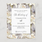 ホワイトリリースシルバーフローラ結婚式招待状 (正面)