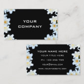 ホワイトリリーフラワーズリースフレームブラックプロフェッショナル 名刺 (正面/裏面)