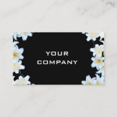 ホワイトリリーフラワーズリースフレームブラックプロフェッショナル 名刺 (正面)