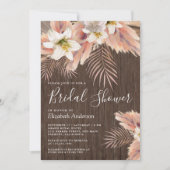 ホワイトリリーフローラパームパンパスウッドブライダルシャワー 招待状 (正面)