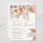 ホワイトリリーフローラパーム自然パンパブライダルシャワー 招待状 (正面)