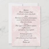 ホワイトリリーフローラピンクマーブル結婚のメニューカード 招待状 (裏面)