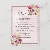 ホワイトリリーフローラピンクマーブル結婚ズ詳細 エンクロージャーカード (正面)