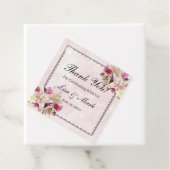 ホワイトリリーフローラピンクマーブル結婚式の引き出物ラベル フェイバータグ (インサイチュ)
