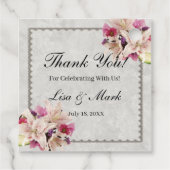 ホワイトリリーフローラ大理石結婚式の引き出物ラベル フェイバータグ (裏面)